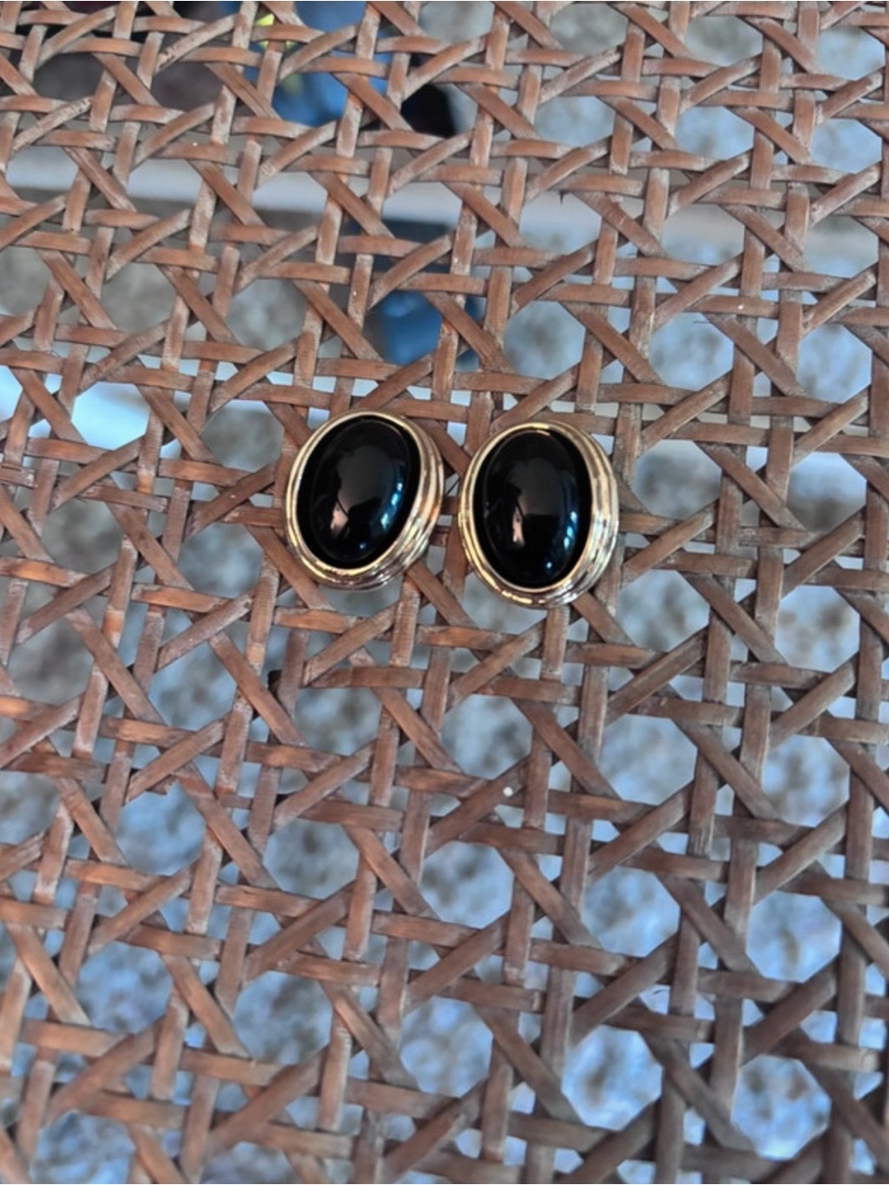 Classic Black Onyx Gold-Plated Oval Stud Earrings